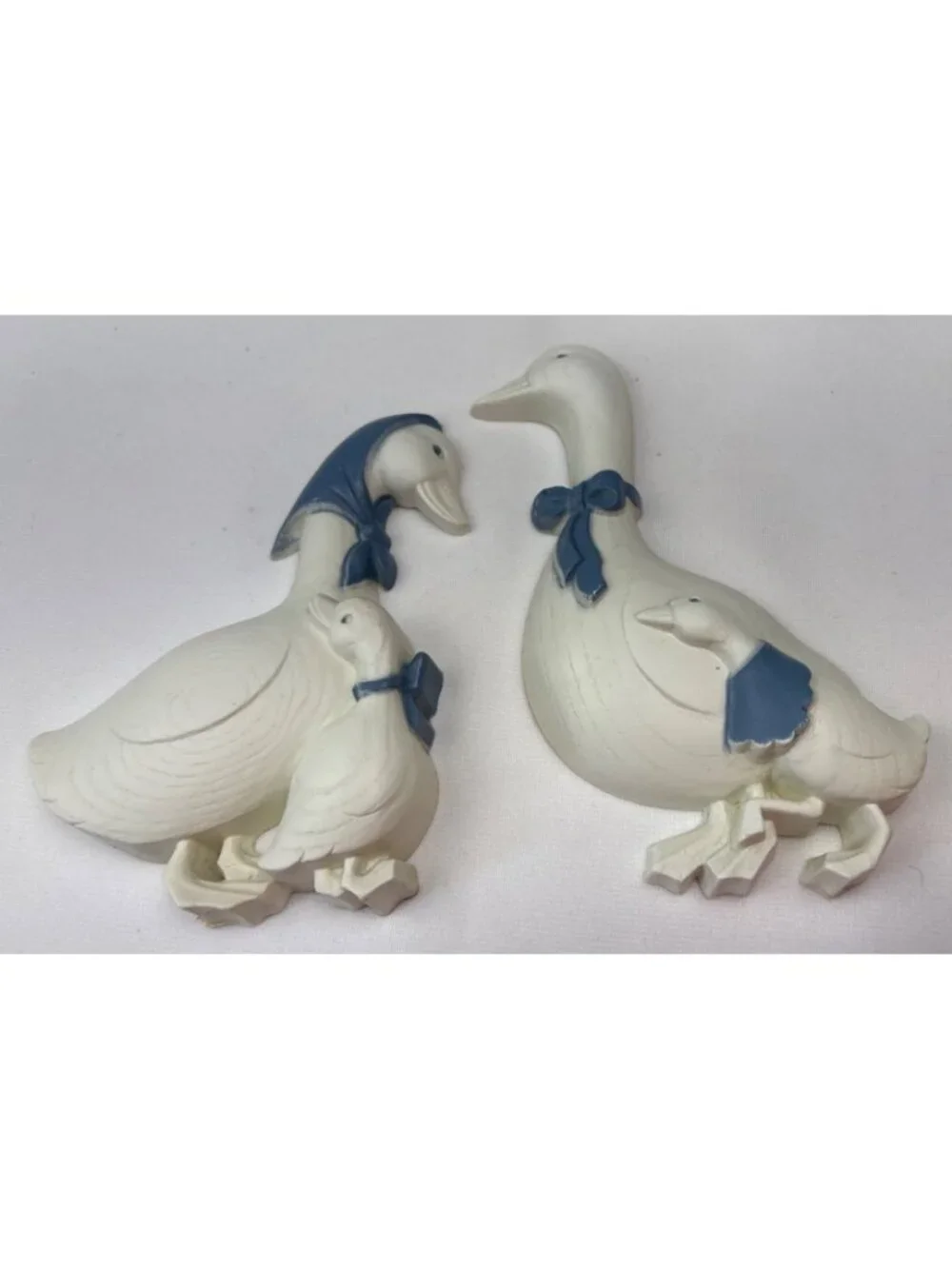 Burwood White Blue Goose Family Resin Wall Decor Set Adorable Farmhouse Vtg